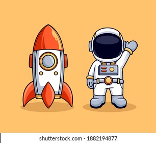 rocket and astronaut mascot character