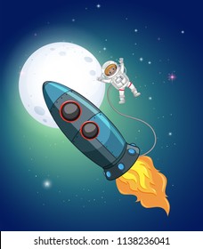 A rocket and astronaut in space illustration