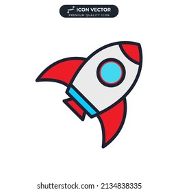 plantilla de símbolo de icono de astronáutica de cohetes para colección de diseño gráfico y web ilustración vectorial