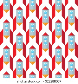 Rocket astronomy seamless pattern. Science vector illustration.
