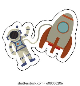 rocket asttronaut flying space shadow