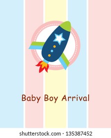 rocket baby boy arrival card