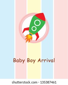 rocket baby boy arrival card