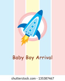 rocket baby boy arrival card