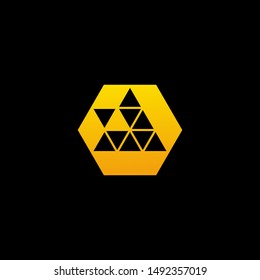 Rocket back logo, down Arrow symbol concept. Hexagon Rocket Logo Template Design. Spaceship startup abstract business logo idea. Corporate identity logotype, company graphic design template - vector