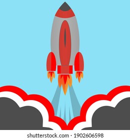 Rocket background, Rocket product cover. Creative startup idea. Space Rocket Launch, Vector Illustration