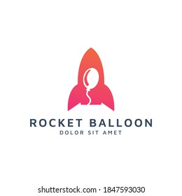 rocket and balloon negative space logo design