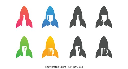 diseño del logotipo de espacio negativo de cohetes y barras