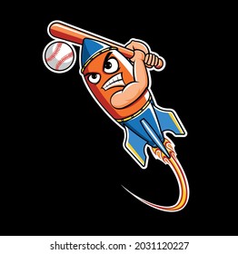 rocket baseball mascot logo design
