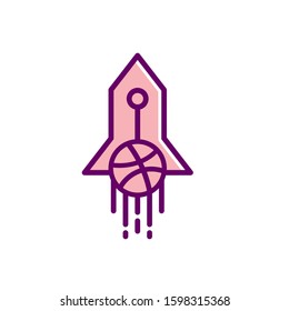 rocket basket ball logo design vector template sign icon
