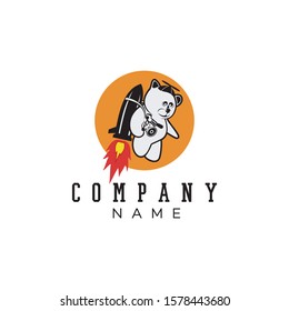rocket bear logo design icon