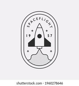 Rocket being launched. Black color hipster design illustration logo.