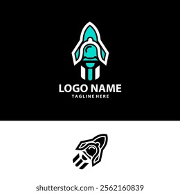 rocket bell logo logo design vector