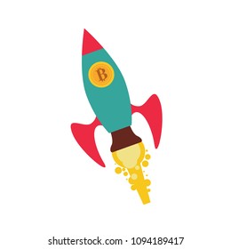 Rocket with bitcoin icon