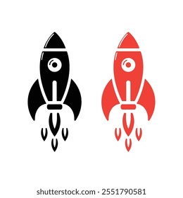 Rocket black and color vector illustration art