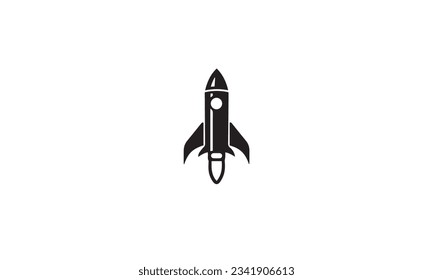 Rocket black Logo. Simple Rocket Line Icon isolated on white Background. Usable for Business and Technology Logos. Flat Vector Logo Design Template Element