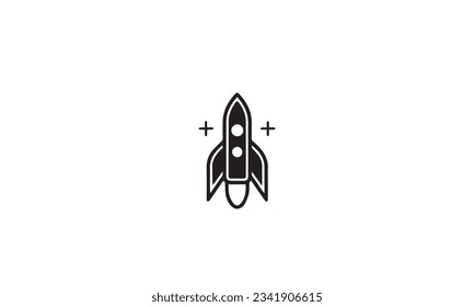 Rocket black Logo. Simple Rocket Line Icon isolated on white Background. Usable for Business and Technology Logos. Flat Vector Logo Design Template Element