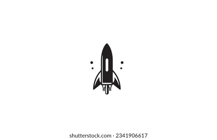 Rocket black Logo. Simple Rocket Line Icon isolated on white Background. Usable for Business and Technology Logos. Flat Vector Logo Design Template Element