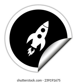  Rocket  - black vector icon. Round sticker.