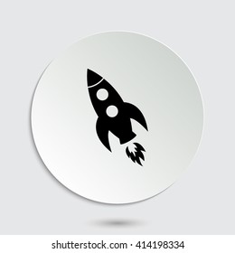 Rocket - black vector icon  with shadow
