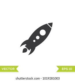 rocket black web icon flat on white background vector template illustration 