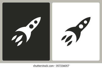 Rocket  -  black and white icons. Vector illustration