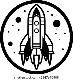 Rocket - Black and White Isolated Icon - Vector illustration