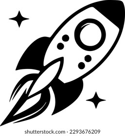 Rocket | Black and White Vector illustration