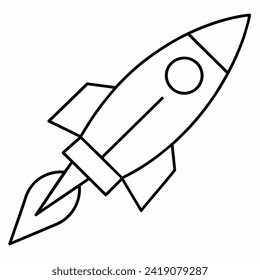 rocket black and white vector illustration for coloring book	