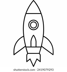 rocket black and white vector illustration for coloring book	