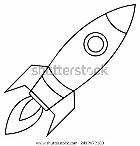 rocket black and white vector illustration for coloring book	