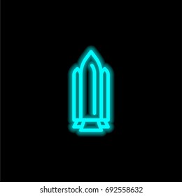 Rocket blue glowing neon ui ux icon. Glowing sign logo vector
