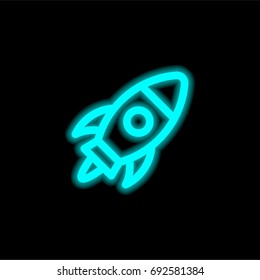 Rocket blue glowing neon ui ux icon. Glowing sign logo vector