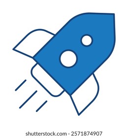 Rocket Blue Icon. Digital Marketing Icon Editable Stroke Vector Illustration