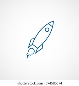 Rocket Blue Line Icon On White Background 