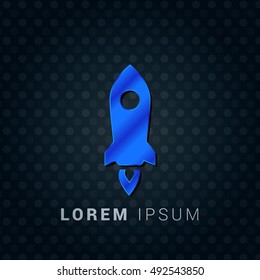 Rocket Blue metallic chromium precious Icon / Logo Design