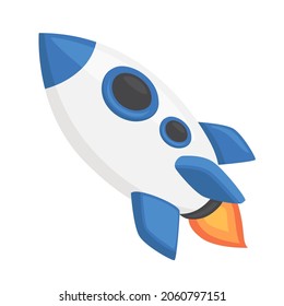 Rocket Blue Sign Emoji Icon Illustration. Astronaut Space Transport Vector Symbol Emoticon Design Clip Art Sign Comic Style.