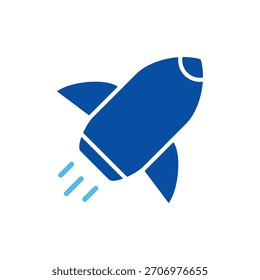 Foguete Em Estilo Azul, Ilustração De Vetor