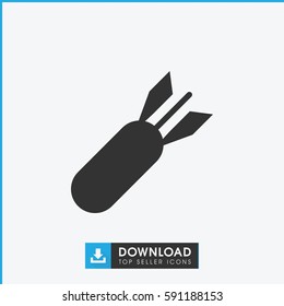 rocket bomb icon. Simple filled rocket bomb vector icon. On white background.
