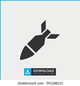 rocket bomb icon. Simple filled rocket bomb vector icon. On white background.