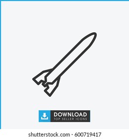 rocket bomb icon. simple outline rocket bomb vector icon. on white background.