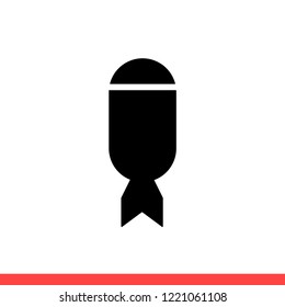 Rocket bomb icon vector, boom symbol. Simple, flat design for web or mobile app