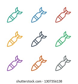 rocket bomb icon white background. Editable outline rocket bomb icon from war. Trendy rocket bomb icon for web and mobile.
