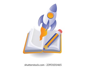 Symbol für Raketenschulung und Bucherziehung
