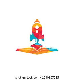Rocket book vector logo design. Fast eBook logo template design vector.