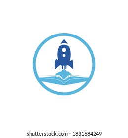 Rocket book vector logo design. Fast eBook logo template design vector.