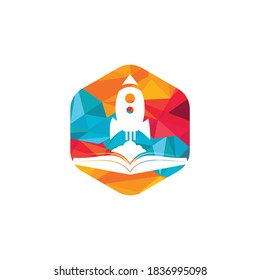 Rocket book vector logo design. Fast eBook logo template design vector.
