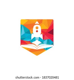 Rocket book vector logo design. Fast eBook logo template design vector.