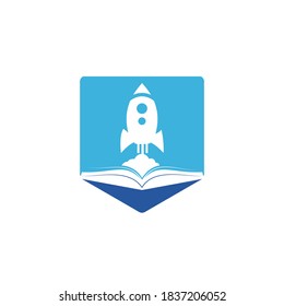 Rocket book vector logo design. Fast eBook logo template design vector.