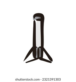 Rocket booster - Space and planet icon (Hand-drawn line, colored version)